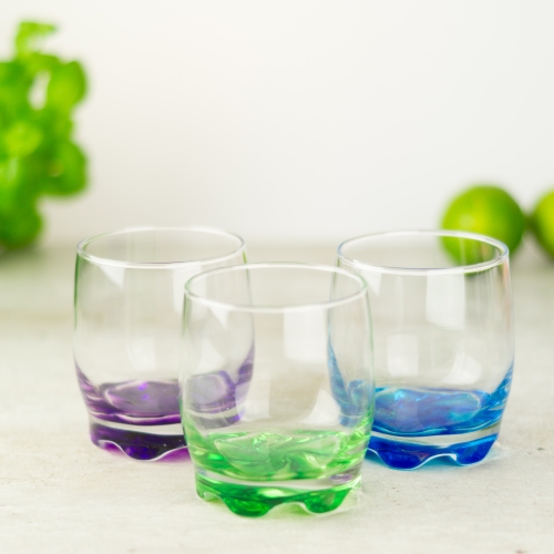 Szklanki do drinków 250 ml z kolorowym dnem (6szt.)