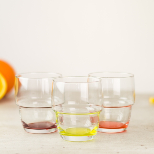 Szklanki do drinków 200 ml z kolorowym dnem (6 szt.)