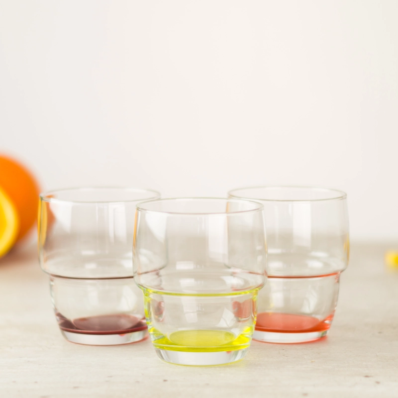 Szklanki do drinków 200 ml z kolorowym dnem (6 szt.)