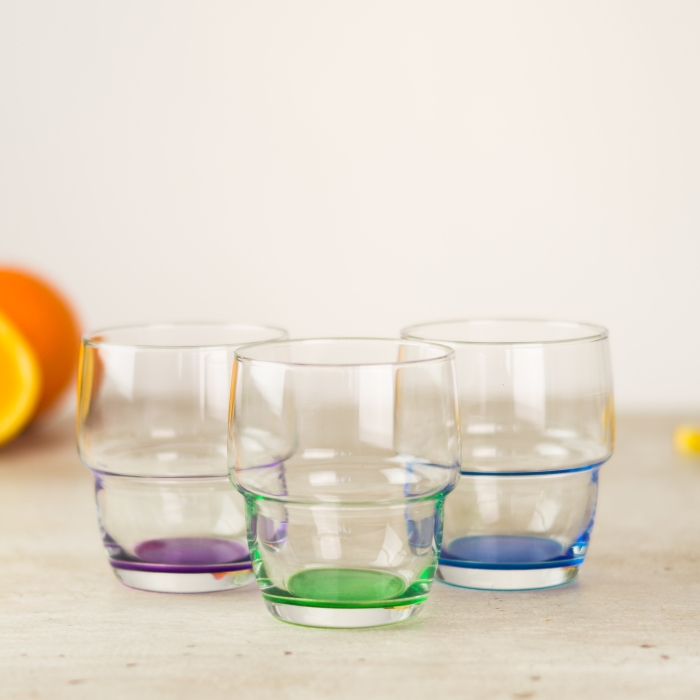 Szklanki do drinków 200 ml z kolorowym dnem (6 szt.)