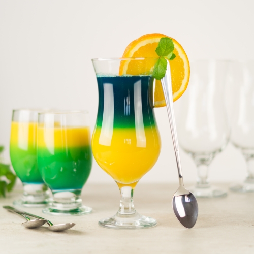 Szklanki do drinków, koktajli - zestaw 18 el. (12 szkl. + 6 łyż.)