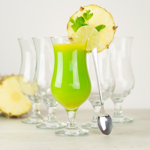 Szklanki do drinków, koktajli - zestaw 12 el. (6 szkl. + 6 łyż.)