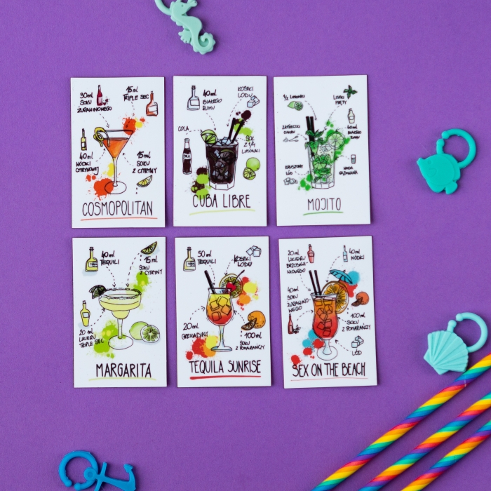 Magnesy na lodówkę "Drinki świata" (6 szt.)