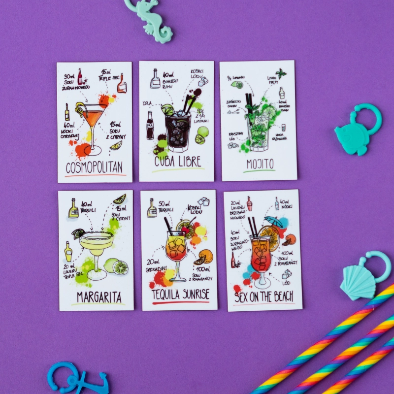 Magnesy na lodówkę "Drinki świata" (6 szt.)
