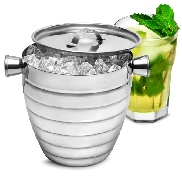 Wiaderko do lodu z pokrywką 1,8 l ze stali nierdzewnej