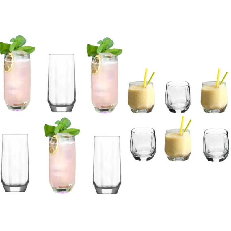 Szklanki do drinków i whisky 12 szklanek: 6 wysokich i 6 niskich