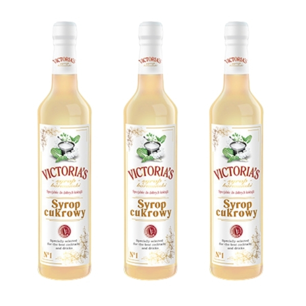 Zestaw 3 x SYROP CUKROWY do drinków, syrop barmański 490 ml