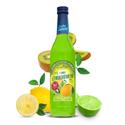 Syrop o smaku LEMONIADA CYTRYNA LIMETKA KIWI 430 ml z WITAMINĄ D3