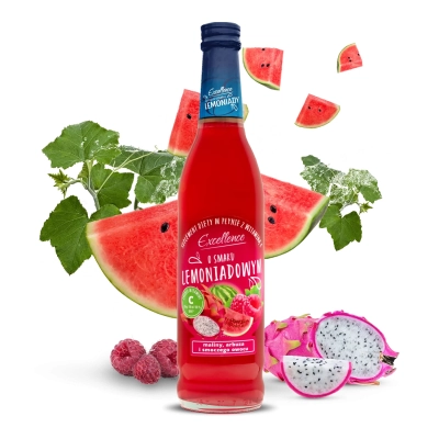 Syrop o smaku LEMONIADA MALINA ARBUZ SMOCZY OWOC 430 ml z WITAMINĄ C