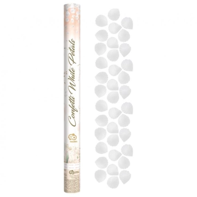 Konfetti tuba płatki róż białe 60 cm