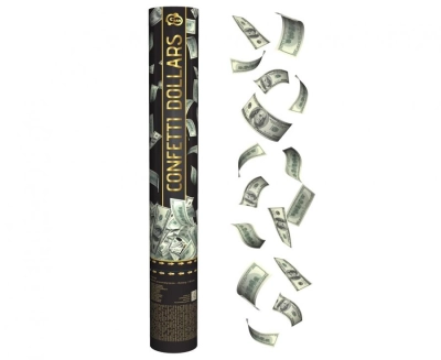 Konfetti tuba banknoty dolary 40 cm