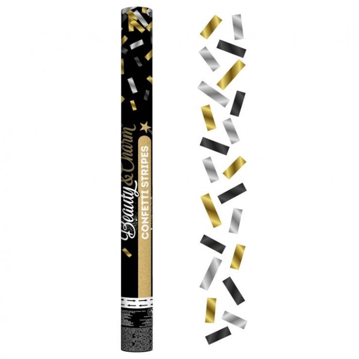 Konfetti złote srebrne czarne mix 60 cm
