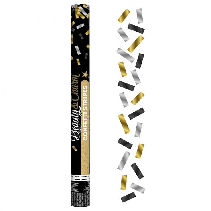 Konfetti złote srebrne czarne mix 60 cm