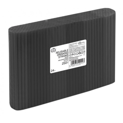 Słomki do picia wielorazowe czarne 250 szt 9x240 mm
