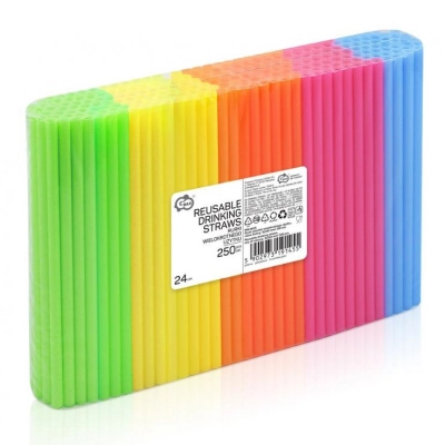 Słomki do picia wielorazowe mix kolorów 250 szt 9x240 mm