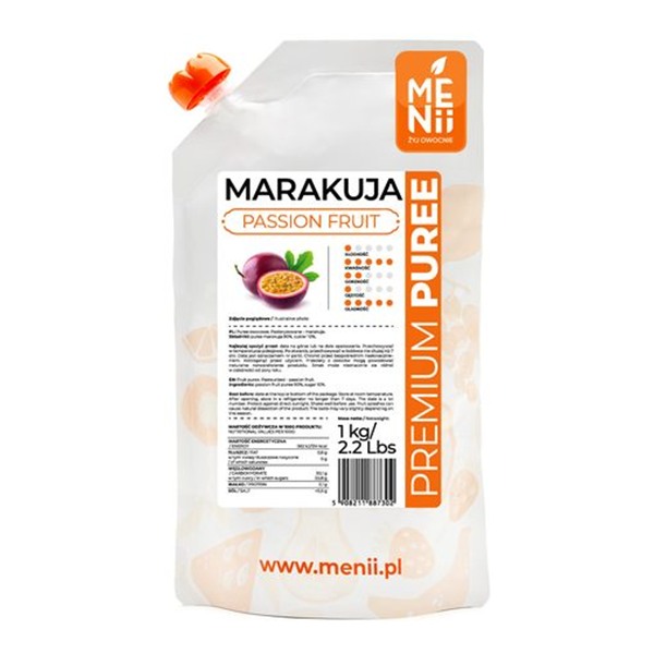 Pulpa z marakui bez pestek 1 kg, puree marakuja premium