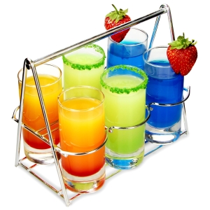 Kieliszki do shotów w metalowym koszyku (6 szt.)