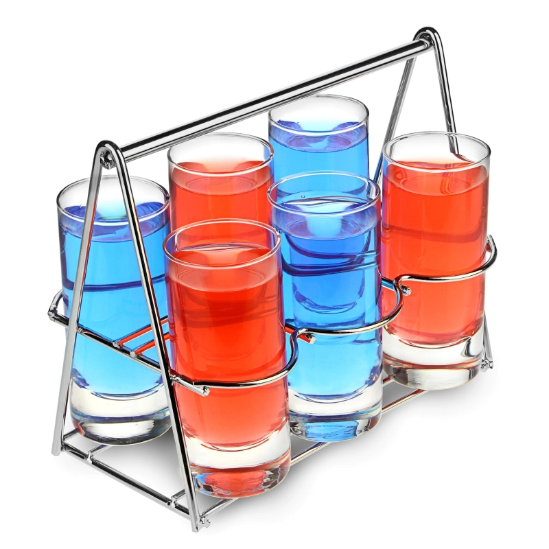 Kieliszki do shotów w metalowym koszyku (6 szt.)