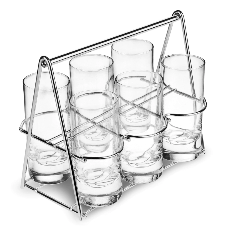 Kieliszki do shotów w metalowym koszyku (6 szt.)